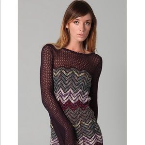 Free People Chevron Wool Blend Sweater Dress L